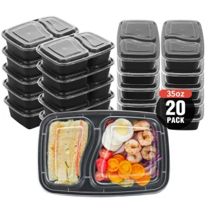 20Pcs Two Grid Lunch Box Disposable Lunch Box
